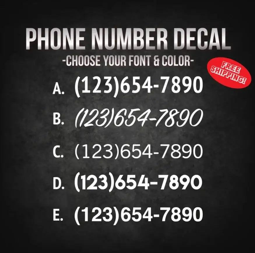Phone Number Vinyl Decal